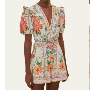 NWT FARM RIO Off-White Bloom Garden Romper